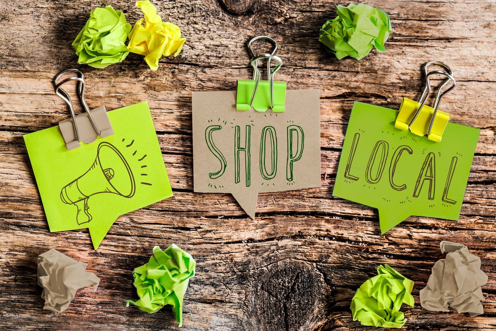 Colorful,Bubbles,Shaped,Paper,With,The,Text,:,Shop,Local